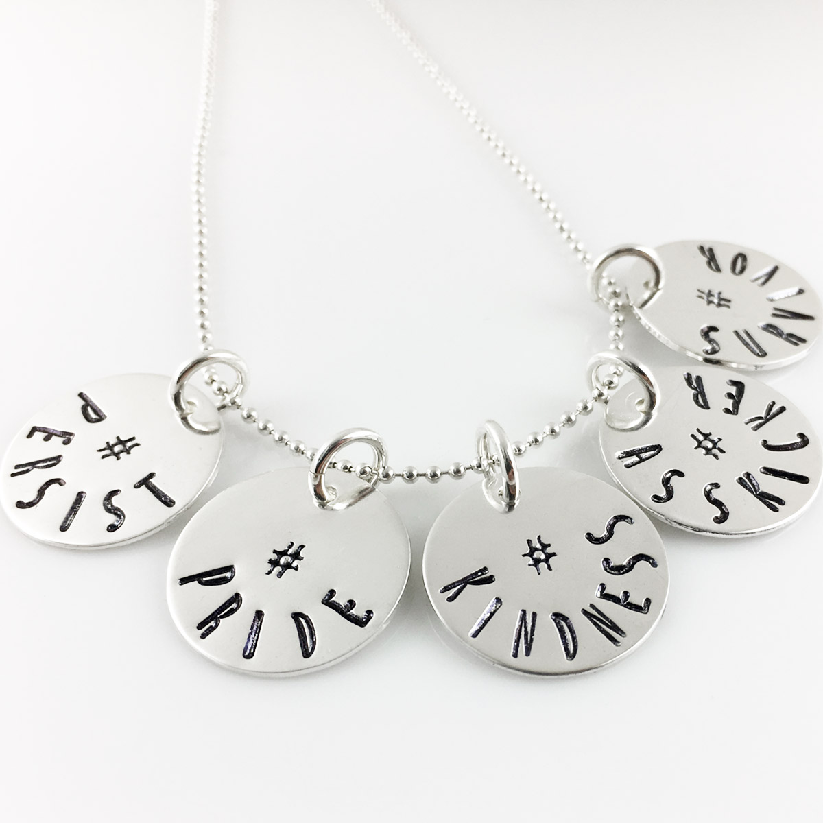 Hashtag hand stamped sterling necklace