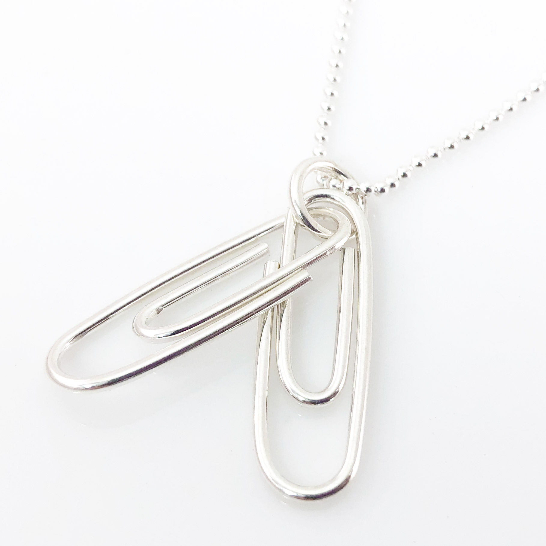 Two Linked Paperclips Necklace