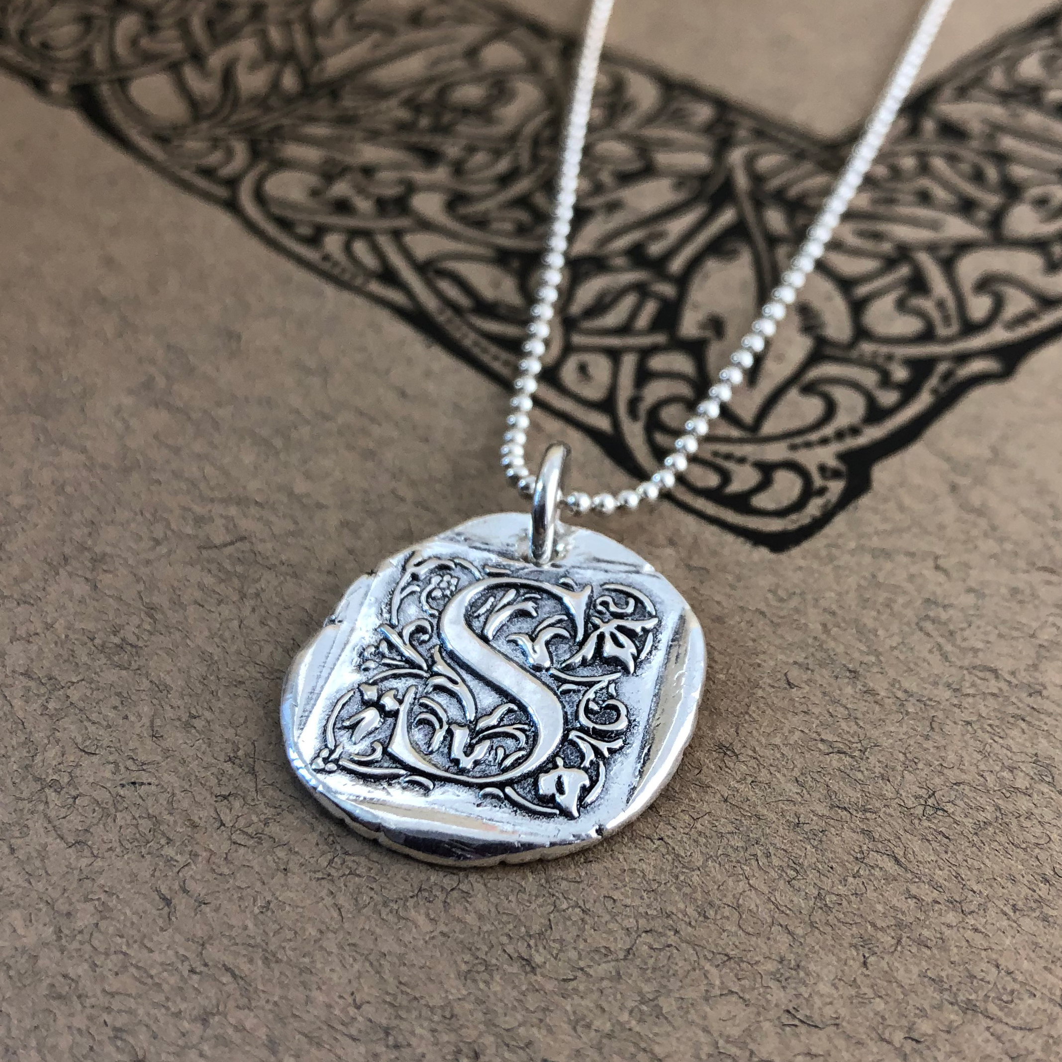 Initial Cap Wax Seal Necklace