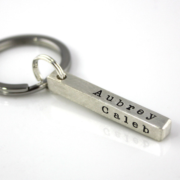 Four-Sided Bar Key Chain - Sterling Silver