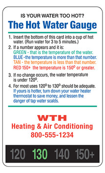 Hot Water Gauge Temperature Indicator, 20Pt, one color imprint