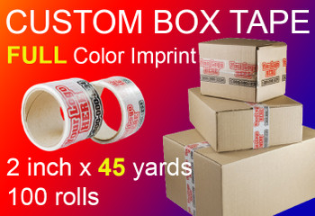 2" x 135' Roll of Full Color Custom Box Tape, qty100 2" x 135' Roll of Full Color Custom Box Tape, qty100