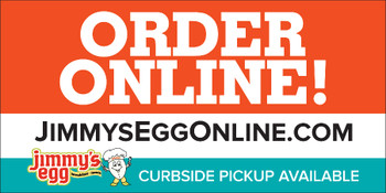 Double Sided 48x96 26oz Online Catering Banner for Jimmy's Egg Durant Double Sided 48x96 26oz Online Catering Banner for Jimmy's Egg Durant