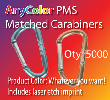 ANYColor pms matched carabiners with laser etch imprint, qty 5000 ANYColor pms matched carabiners with laser etch imprint, qty 5000