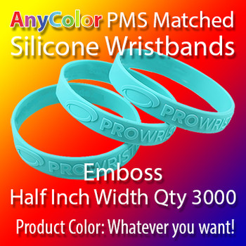 PMS Matched "AnyColor" Silicone Wristbands, 3000 for $459, Half Inch Width, Custom Emboss, PMS Matched "AnyColor" Silicone Wristbands, 3000 for $459, Half Inch Width, Custom Emboss,