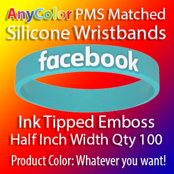 PMS Matched "AnyColor" Silicone Wristbands, 100 to 10000 from $164, Half Inch Width, Custom Emboss with Ink Tip, PMS Matched "AnyColor" Silicone Wristbands, 100 to 10000 from $164, Half Inch Width, Custom Emboss with Ink Tip,