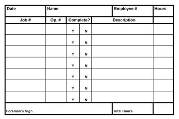 Time Card Black Print on 14pt Uncoated Cardstock, 4x6, 1000, Ship Time Card Black Print on 14pt Uncoated Cardstock, 4x6, 1000, Ship