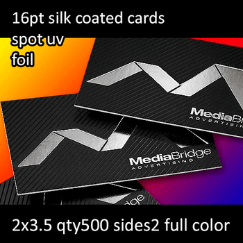 16Pt Silk Coated Foiled Cards Spot Gloss (UV) Full Color Both Sides and Foil One Side 2x3.5 Quantity 500 16Pt Silk Coated Foiled Cards Spot Gloss (UV) Full Color Both Sides and Foil One Side 2x3.5 Quantity 500