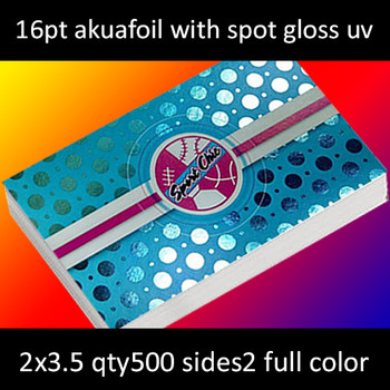 16Pt Akuafoil Full Color Foil Cards with Spot Gloss (UV) on Both Sides and Round Corners Full Color and Foil One Side 2x3.5 Quantity 500 16Pt Akuafoil Full Color Foil Cards with Spot Gloss (UV) on Both Sides and Round Corners Full Color and Foil One Side 2x3.5 Quantity 500