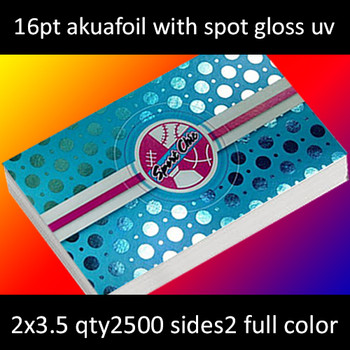 16Pt Akuafoil Full Color Foil Cards with Spot Gloss (UV) on Both Sides and Round Corners Full Color and Foil One Side 2x3.5 Quantity 2500 16Pt Akuafoil Full Color Foil Cards with Spot Gloss (UV) on Both Sides and Round Corners Full Color and Foil One Side 2x3.5 Quantity 2500