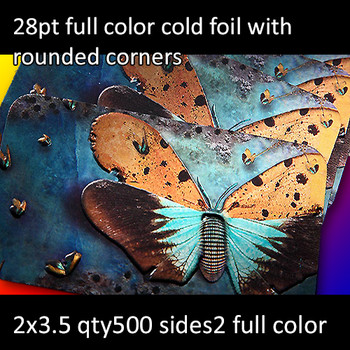 28Pt Cold Foil Full Color Foil and Round Corner Cards Full Color Both Sides 2x3.5 Quantity 500 28Pt Cold Foil Full Color Foil and Round Corner Cards Full Color Both Sides 2x3.5 Quantity 500