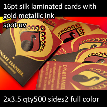 16Pt Silk Laminated Cards with Foil and High Gloss Spot UV Full Color Both Sides 2x3.5 Quantity 500 16Pt Silk Laminated Cards with Foil and High Gloss Spot UV Full Color Both Sides 2x3.5 Quantity 500