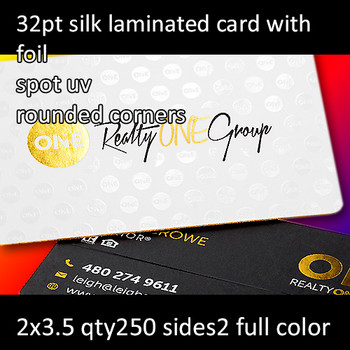 32Pt Silk Laminated Cards with Foil High Gloss Spot UV and Round Corners Full Color Both Sides 2x3.5 Quantity 250 32Pt Silk Laminated Cards with Foil High Gloss Spot UV and Round Corners Full Color Both Sides 2x3.5 Quantity 250