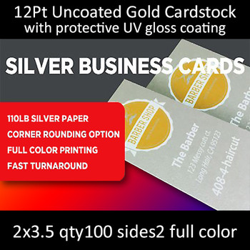 12Pt High Gloss (UV) Coated Silver Metal Infused Cards Full Color Both Sides 2x3.5 Quantity 100 12Pt High Gloss (UV) Coated Silver Metal Infused Cards Full Color Both Sides 2x3.5 Quantity 100