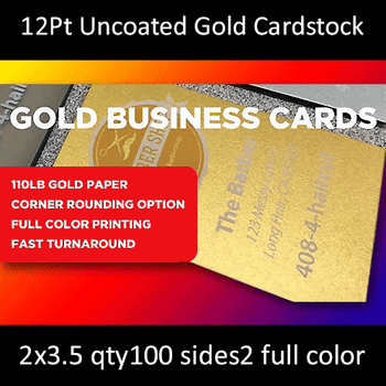 12Pt Gold Metal Infused Cards Full Color Both Sides 2x3.5 Quantity 100 12Pt Gold Metal Infused Cards Full Color Both Sides 2x3.5 Quantity 100