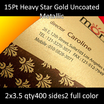 15Pt Heavy Star Gold Metal Infused Cards Full Color Both Sides 2x3.5 Quantity 400 15Pt Heavy Star Gold Metal Infused Cards Full Color Both Sides 2x3.5 Quantity 400