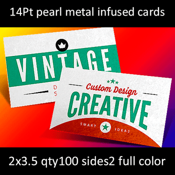 14Pt Pearlescent Metal Infused Cards Full Color Both Sides 2x3.5 Quantity 100 14Pt Pearlescent Metal Infused Cards Full Color Both Sides 2x3.5 Quantity 100