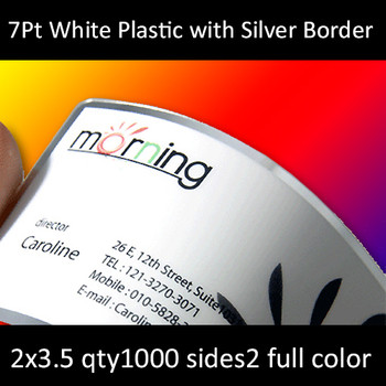 7Pt White Plastic with Silver Border Cards Full Color Both Sides 2.125x3.375 Quantity 1000 7Pt White Plastic with Silver Border Cards Full Color Both Sides 2.125x3.375 Quantity 1000