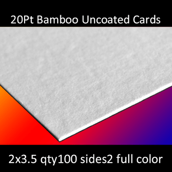 20Pt Bamboo Uncoated Cards Full Color Both Sides 2x3.5 Quantity 100 20Pt Bamboo Uncoated Cards Full Color Both Sides 2x3.5 Quantity 100