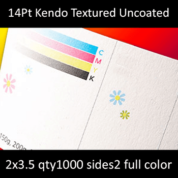 14Pt Kendo Uncoated Cards Full Color Both Sides 2x3.5 Quantity 1000 14Pt Kendo Uncoated Cards Full Color Both Sides 2x3.5 Quantity 1000