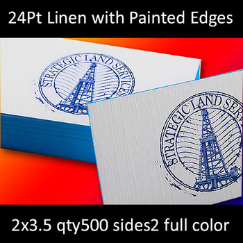 24Pt Linen Uncoated with Painted Edges Full Color Both Sides 2x3.5 Quantity 500