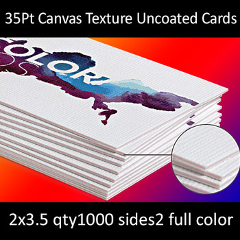 35Pt Trifecta Uncoated Cards with Kanvas Texture Full Color Both Sides 2x3.5 Quantity 1000 35Pt Trifecta Uncoated Cards with Kanvas Texture Full Color Both Sides 2x3.5 Quantity 1000
