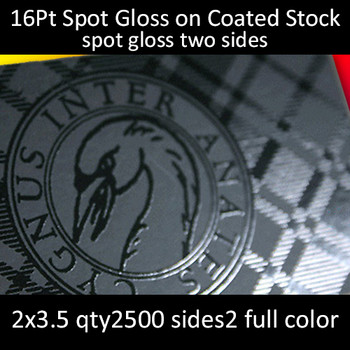 16Pt Cards with Spot Gloss (UV) on Both Sides Full Color Both Sides 2x3.5 Quantity 2500 16Pt Cards with Spot Gloss (UV) on Both Sides Full Color Both Sides 2x3.5 Quantity 2500