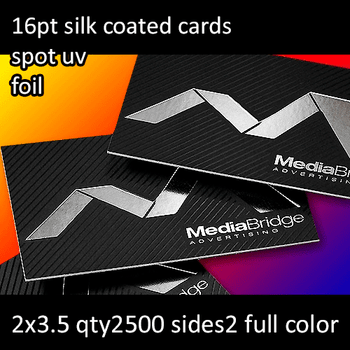 16Pt Silk Coated Foiled Cards Spot Gloss (UV) Full Color and Foil Both Sides 2x3.5 Quantity 2500 16Pt Silk Coated Foiled Cards Spot Gloss (UV) Full Color and Foil Both Sides 2x3.5 Quantity 2500