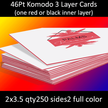 46Pt White with Red Insert Trilayer Komodo Uncoated Cards Full Color Both Sides 2x3.5 Quantity 250 46Pt White with Red Insert Trilayer Komodo Uncoated Cards Full Color Both Sides 2x3.5 Quantity 250