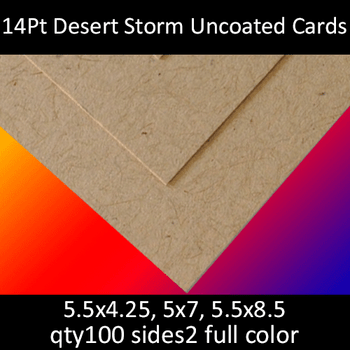 Postcards, Uncoated, Desert Storm, 14Pt, 5.5x4.25, 5x7, 5.5x8.5, 2 sides, 0100 for $30 Postcards, Uncoated, Desert Storm, 14Pt, 5.5x4.25, 5x7, 5.5x8.5, 2 sides, 0100 for $30