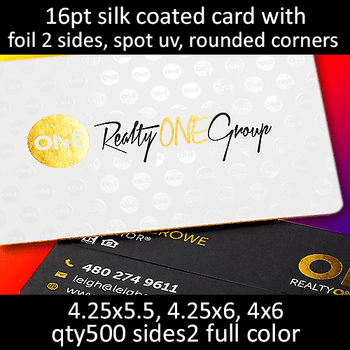 Postcards, Coated, Silk, Foil 2 Sides, Partial High Gloss UV, RndCrns, 16Pt, 4.25x5.5, 4.25x6, 4x6, 2 sides, 0500 for $241 Postcards, Coated, Silk, Foil 2 Sides, Partial High Gloss UV, RndCrns, 16Pt, 4.25x5.5, 4.25x6, 4x6, 2 sides, 0500 for $241