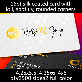 Postcards, Coated, Silk, Foil, Partial High Gloss UV, Round Corners, 16Pt, 4.25x5.5, 4.25x6, 4x6, 2 sides, 2500 for $570 Postcards, Coated, Silk, Foil, Partial High Gloss UV, Round Corners, 16Pt, 4.25x5.5, 4.25x6, 4x6, 2 sides, 2500 for $570