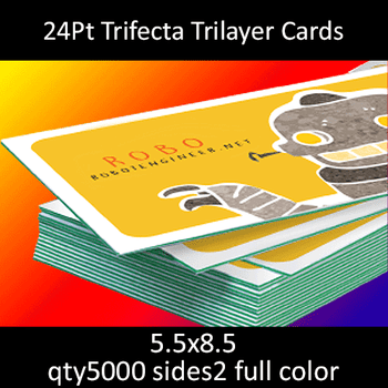 Postcards, Uncoated, Trilayer with Green Insert, 24Pt, 5.5x8.5, 2 sides, 5000 for $654 Postcards, Uncoated, Trilayer with Green Insert, 24Pt, 5.5x8.5, 2 sides, 5000 for $654