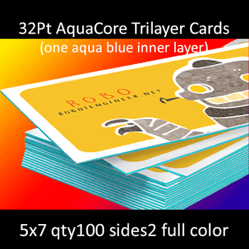 Postcards, Uncoated, Trilayer with Aqua Insert, 32Pt, 5x7, 2 sides, 0100 for $54 Postcards, Uncoated, Trilayer with Aqua Insert, 32Pt, 5x7, 2 sides, 0100 for $54