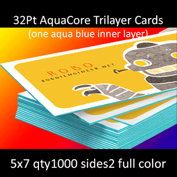 Postcards, Uncoated, Trilayer with Aqua Insert, 32Pt, 5x7, 2 sides, 1000 for $420 Postcards, Uncoated, Trilayer with Aqua Insert, 32Pt, 5x7, 2 sides, 1000 for $420