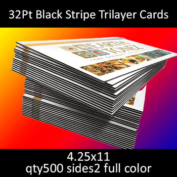 Postcards, Uncoated, Trilayer with Black Insert, 32Pt, 4.25x11, 2 sides, 0500 for $172