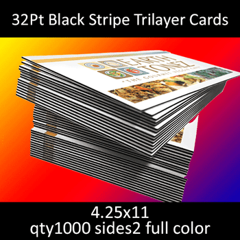 Postcards, Uncoated, Trilayer with Black Insert, 32Pt, 4.25x11, 2 sides, 1000 for $265