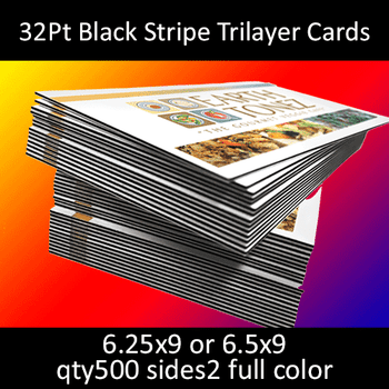 Postcards, Uncoated, Trilayer with Black Insert, 32Pt, 6.25x9, 6.5x9, 2 sides, 0500 for $193 Postcards, Uncoated, Trilayer with Black Insert, 32Pt, 6.25x9, 6.5x9, 2 sides, 0500 for $193