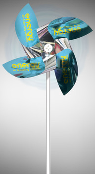 Two-hundred custom pinwheels, full color on silver mylar Two-hundred custom pinwheels, full color on silver mylar
