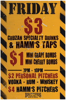 Five one sided "specials" signs with top corner grommets for Iowa City printed 1 side with top corner grommets, we pay ship Five one sided "specials" signs with top corner grommets for Iowa City printed 1 side with top corner grommets, we pay ship