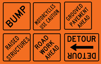 Orange Coroplast with Black Print, 5 sets of 24x24s and 1 set of 24x30s, all 200 each, ship