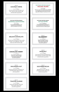 Approx. 250 laminated coffee identifiers - printed on 65lb cover with 3 mil gloss and eighth inch edge seal, ship Approx. 250 laminated coffee identifiers - printed on 65lb cover with 3 mil gloss and eighth inch edge seal, ship