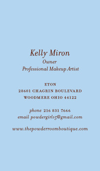 Two-hundred fifty 16pt matte finish Powder Room cafds for Kelly Miron, deliver Two-hundred fifty 16pt matte finish Powder Room cafds for Kelly Miron, deliver