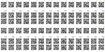 Eighteen A to Z GT 48x96 sheets cut into 28 pieces each with various QR codes, less one-time $1500 discount, ship Eighteen A to Z GT 48x96 sheets cut into 28 pieces each with various QR codes, less one-time $1500 discount, ship