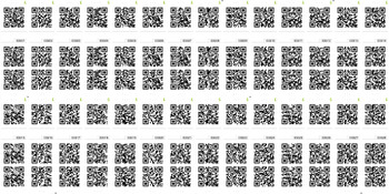 Eighteen 48x96 sheets cut into 28 pieces each with various QR codes for France GT, ship Eighteen 48x96 sheets cut into 28 pieces each with various QR codes for France GT, ship