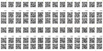 Eighteen QR code sheets, ship Eighteen QR code sheets, ship