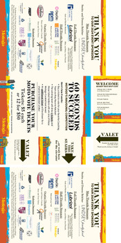 MOTOGO's portion of 3 3mm pvc sheets, all single sided and 40 5x7 16pt double sided cards and 100 double sided pledge cards