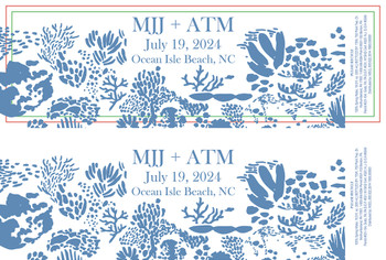 Custom wedding diving koozies (230) and water bottles (240), ships, tax