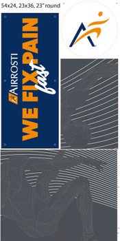 One sheet of ACM printed one side and router cut to rectangles, a circles and holes for installation, overnight ship to Flower Mound at ground rate One sheet of ACM printed one side and router cut to rectangles, a circles and holes for installation, overnight ship to Flower Mound at ground rate