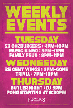 Eight 24x36 double sided coroplast prints with grommets on top, ship